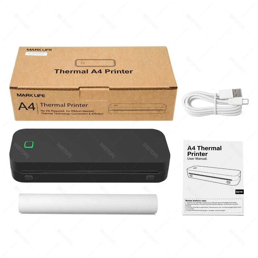Portable A4 Thermal Printer Inkless Photo PDF Document Tattoo Printing Bluetooth Tattoo Stencil Printer For Office Home Travel