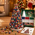 DIY Beaded Christmas Tree Craft Kit Crystal Bead Mini Tree with Angel Topper, Handmade Holiday Tabletop Decor for Home Christma