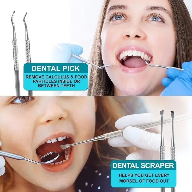 3-8P Stainless Steel Dentist Oral Tools Cleaning Flossing Tartar Removal Easy to Clean Not Easy to Break Dental Oral Mirror Care
