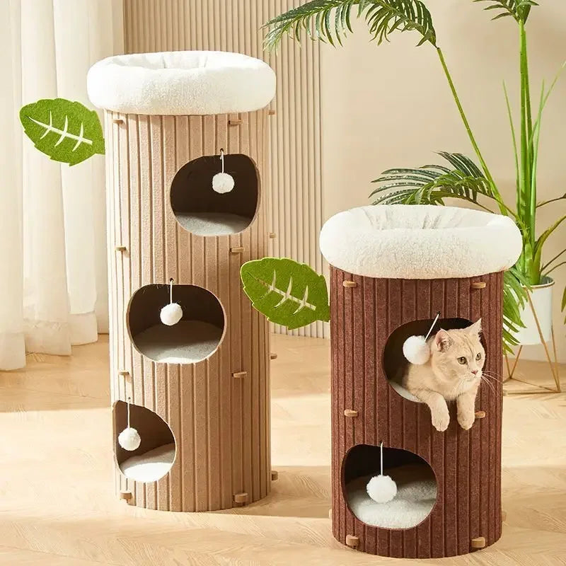 Multi-layer Felt Cat House Multi-function Tree Stump Cat House Wear-resistant Cat Scratching Board Pet Supplies Pet Furniture