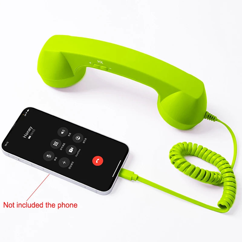 Retro Mobile Phone Handset Headphone Type-C Tangle Free Wire Landline Handle Receiver Telephone Style Handheld Phone Receiver
