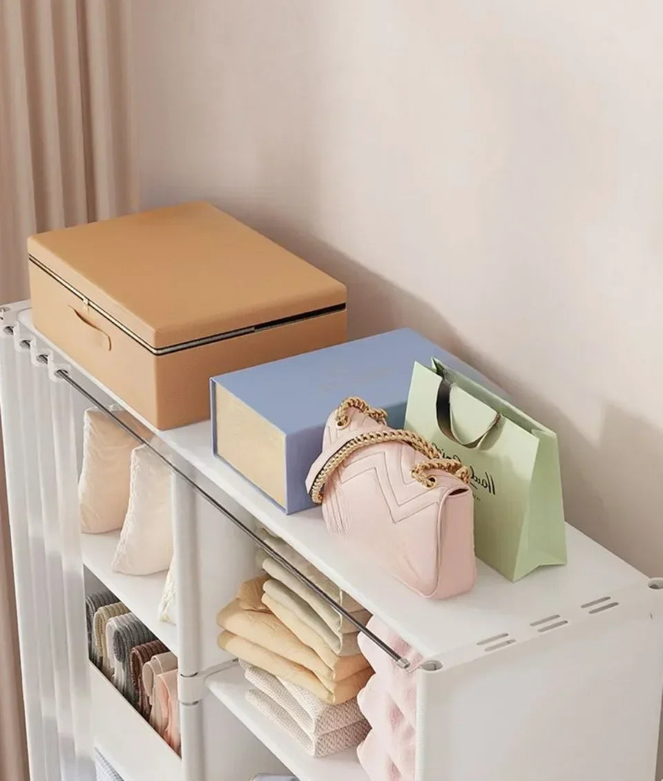 Simple Wardrobe Simple Cloth Wardrobe High-capacity Multipurpose Storage Rack Strong Load-bearing Capacity Dustproof Bookshelf