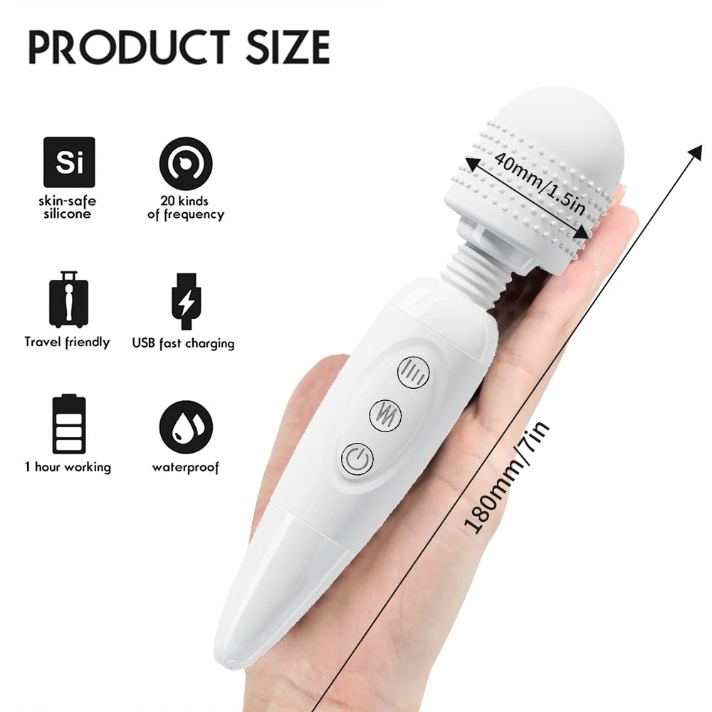 Electric Massager Stick 8 Intensity Levels 20 Vibration Modes Suitable for Neck, Foot, Head, Back Health Massage Gun Portable