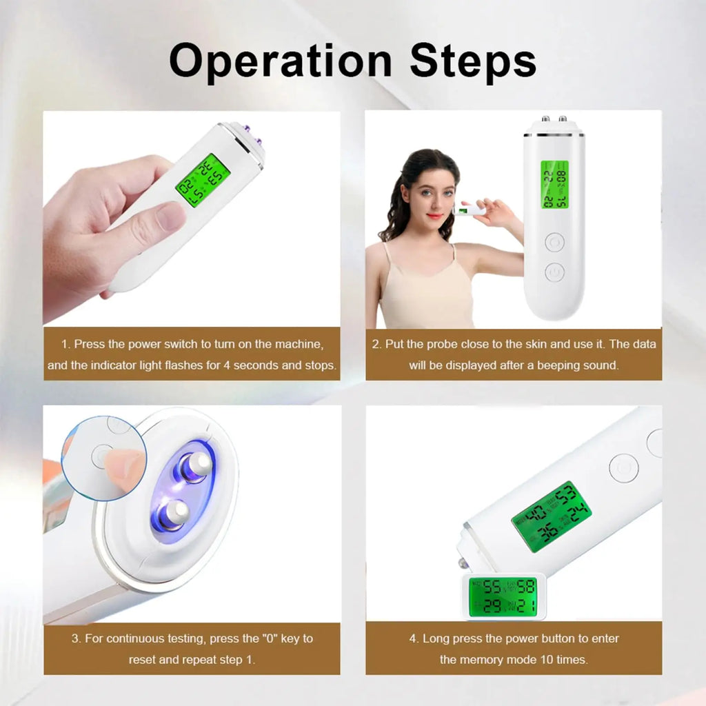 Skin Hydration Monitor Tester, Skin Analyzer Machine Professional, For Accurate Monitoring Of Skin's Oil And Moisture Levels