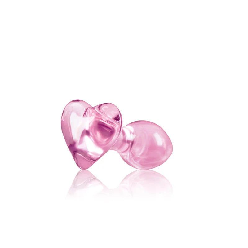 Small Pink Glass Butt Plug Crystal Huge Ball Anal Beads Fake Penis Heart Rose Glass Anus Dildo Set Adult Masturbation Toy