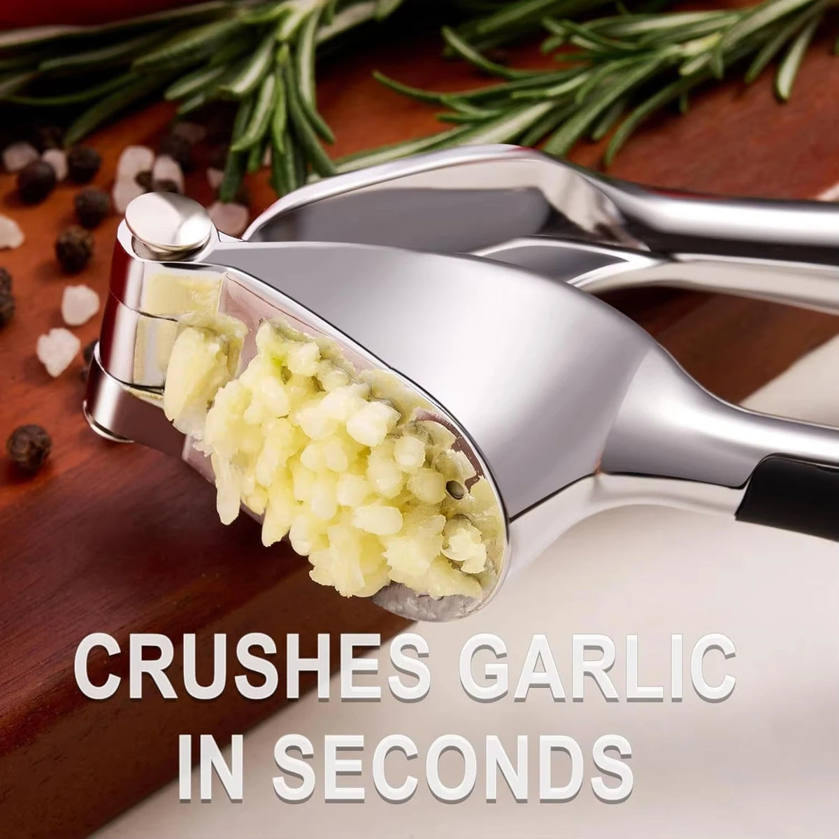 1PC Garlic Press Zinc Alloy Garlic Mincer Crusher with Ergonomic Soft Grip Handle Easy to Squeeze Clean