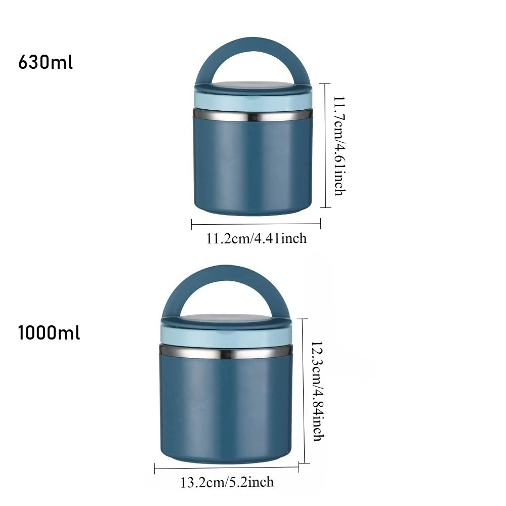 630/1000ml Lunch Box Food Containers Stainless Steel Large Capacity Snack Box Insulated Soup Cup for Outing Camping Traveling