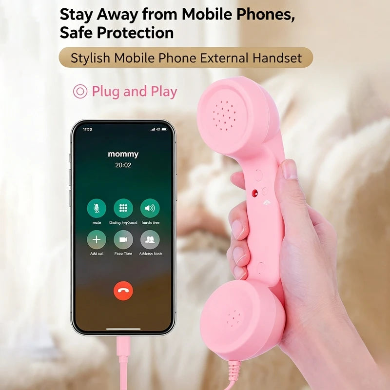 Retro Phone Handset Type-C Directly Plug Into Mobile Phone Handset For Cell Phones, Smartphone,Radiation Proof