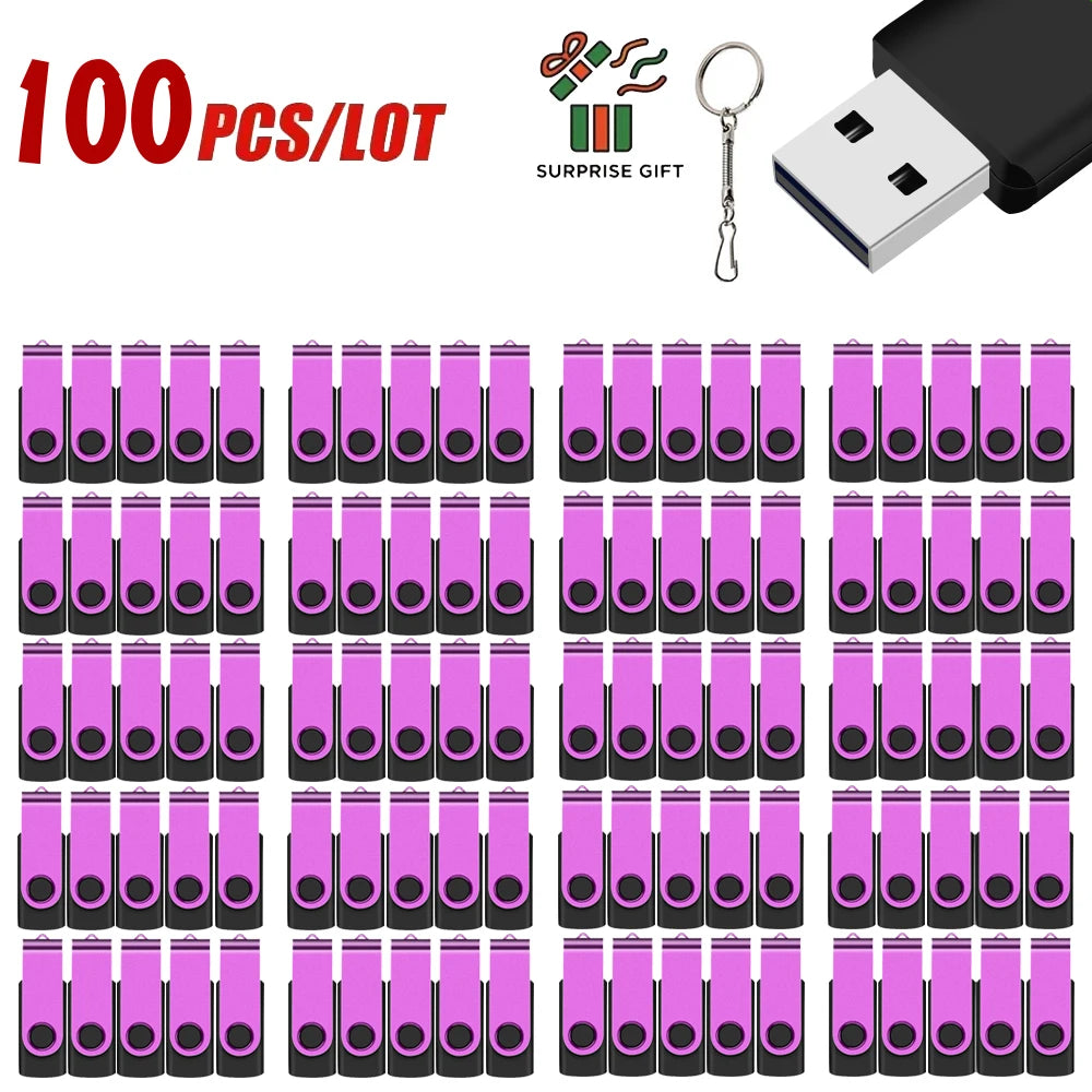 Free Custom 100PCS USB Flash Drive 128mb 4GB 8GB 16G Metal Pendrive 32GB 64GB Photography Studio Gift 128GB Venue Gift Pen Drive