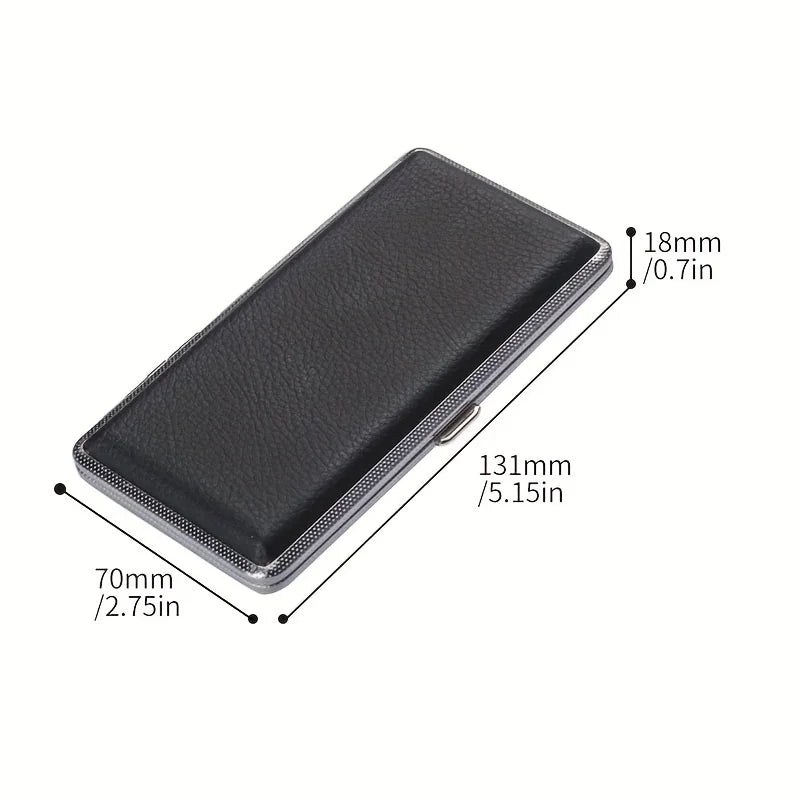 1Pc New Leather Metal Cigarette Case Holds 14 Cigarettes for Cigarettes, Extra Long Cigarette Case with Enlarged PU Leather
