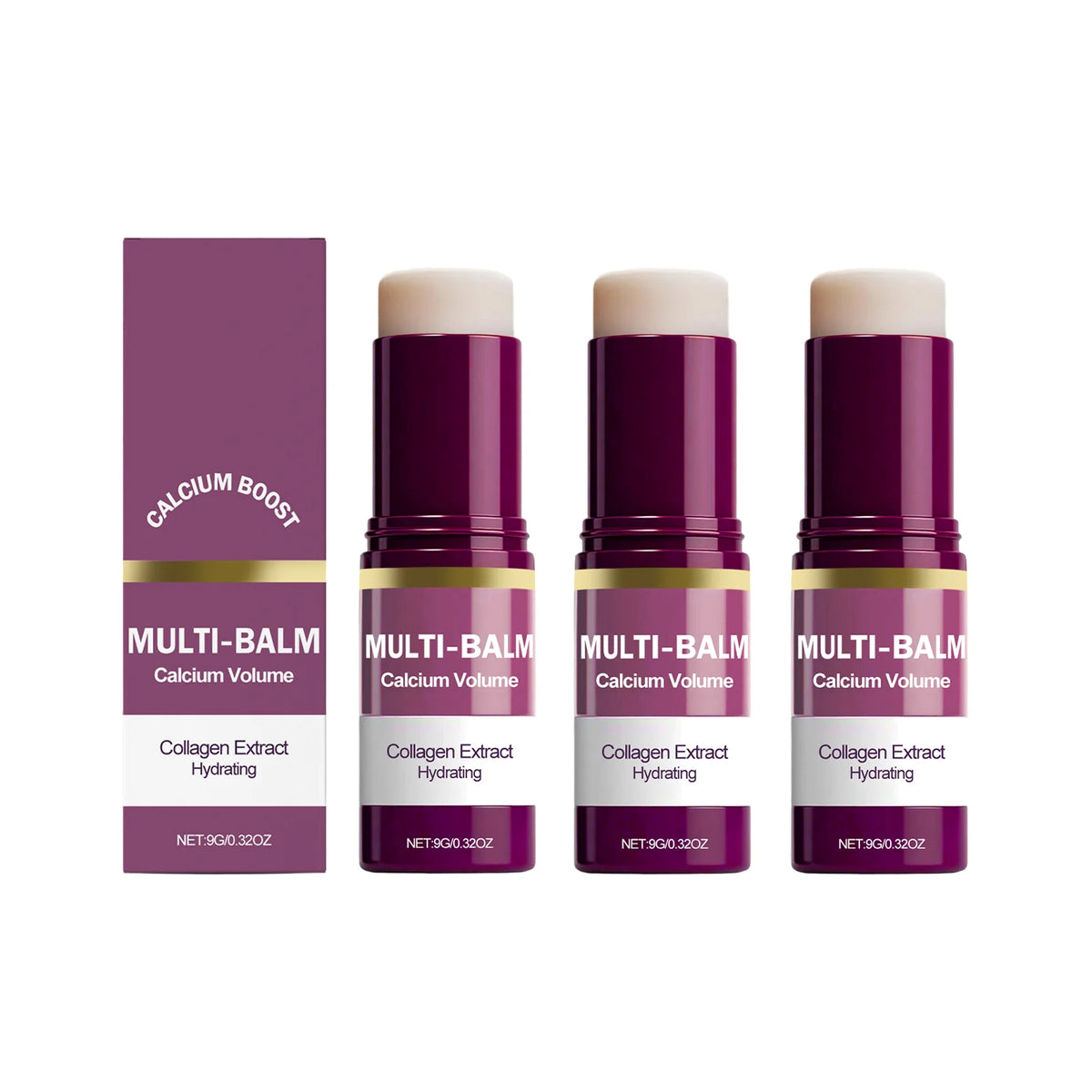 Calcium Boost Collagen Multi Balm Hydrating Moisturizing Stick for Lips Eyes Face Neck Portable Daily Skin Care Balm Stick