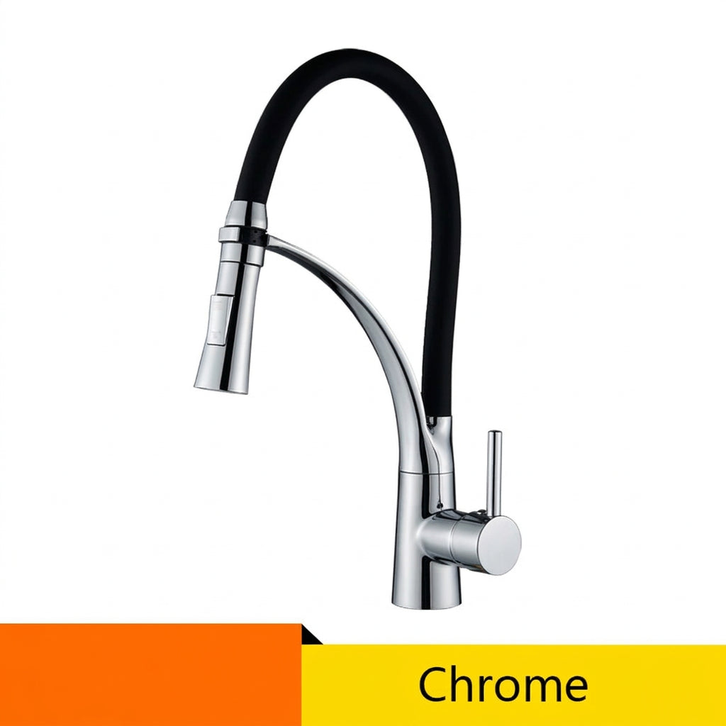 Black/Nickel/Chrome/Gold Rubber Kitchen Faucet Sink Faucet 360 Degree Rotation Pull Down Stream Sprayer Hot Cold Water Mixer Tap