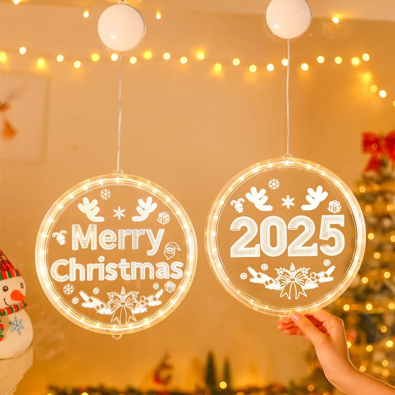 Merry Christmas LED Fairy Lights Santa Claus Elk Living Doors Windows Decoration New Year Gift  Christmas Tree Hanging Light