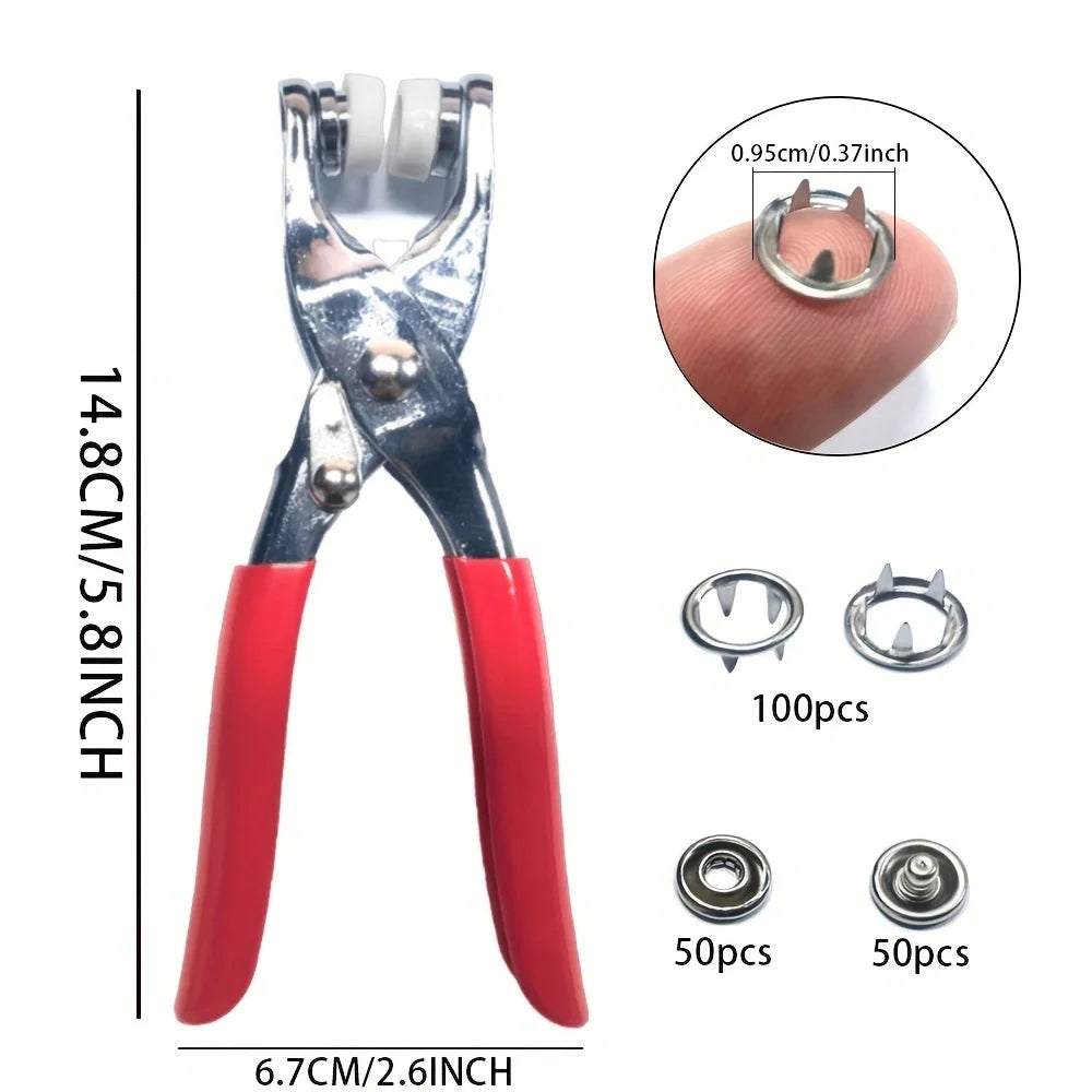 200pcs Metal Sewing Buttons And 1pc Snap Fastener Pliers Set - Easy DIY Clothes Buckle Installation
