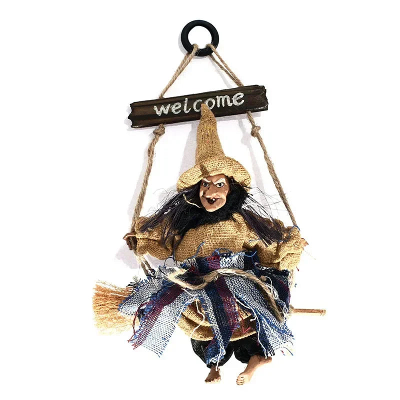 Halloween Witch Dolls Hanging Decor Ghost Witch Horror Scary Hanging Ghost Flying Witch Pendant Halloween DIY Party Ornaments