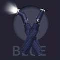 10-rib fully automatic three-fold umbrella, rotatable LED flashlight, wind-resistant business folding umbrella, sun umbrella