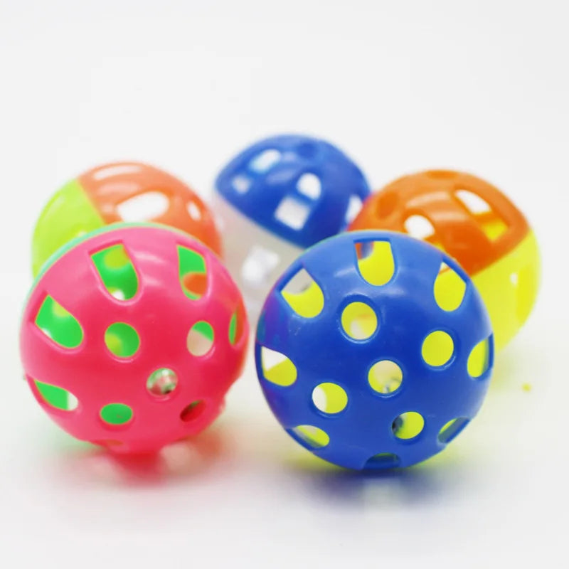 Ball With Bell Ring Toys For Cats Plastic Jingle Playing Chew Rattle Scratch Balls Interactive Cat Training Toys Pet Cat Supply
