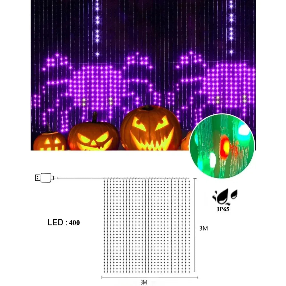 Icicle LED Curtain Lights Solar Waterproof Multicolor Outdoor Eaves Hanging Christmas Festival Yard Garden Tree Decor