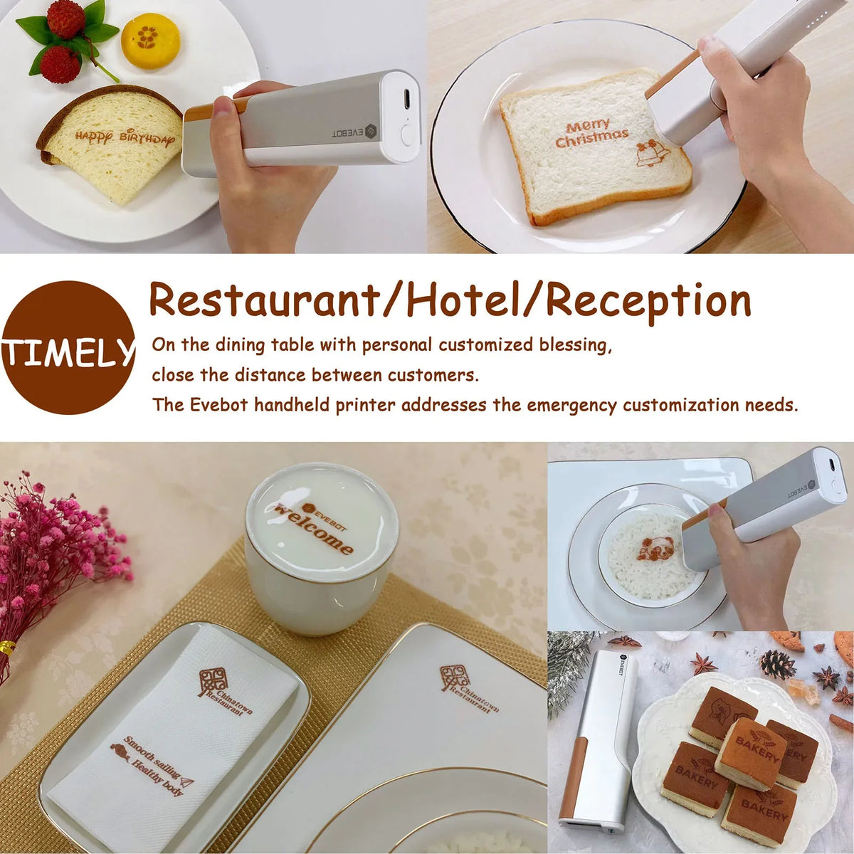 Coffee Latte Inkjet Printer Handheld EVEBOT Printpen Print Art Coffee/Cake/Bread/Yogurt/fruit/Macaron Mini Printer