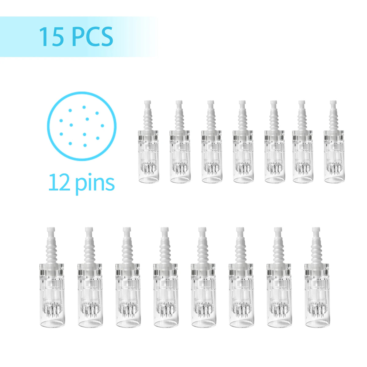 15Pcs Dr Pen Microneedle Cartridge Use for N2/M5/M7/E30, 9/12/24/36/42Pin&Round/Square Nano Use for Facial Needle Length 0.25mm