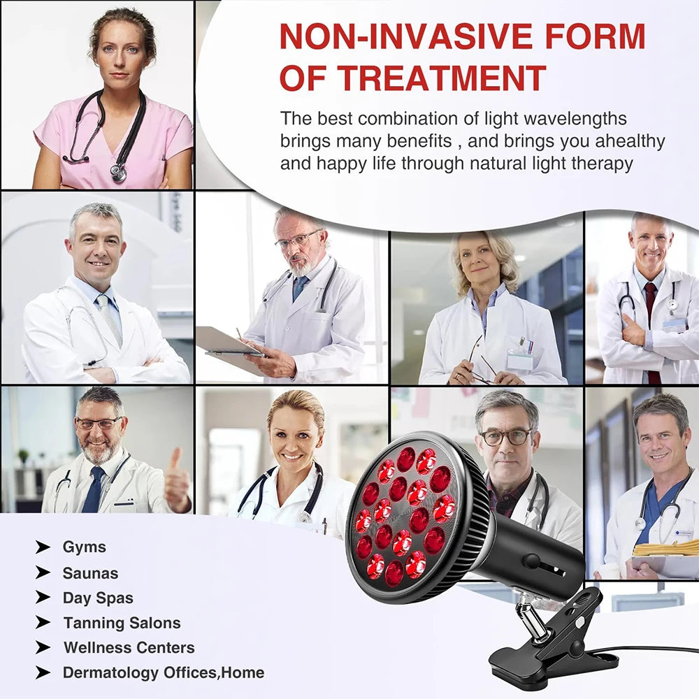 Red Light Therapy Lamp for Face 54W 660nm & 850nm Infrared Light Therapy Device for Muscle Joint Pain Relief Skin Health Tools