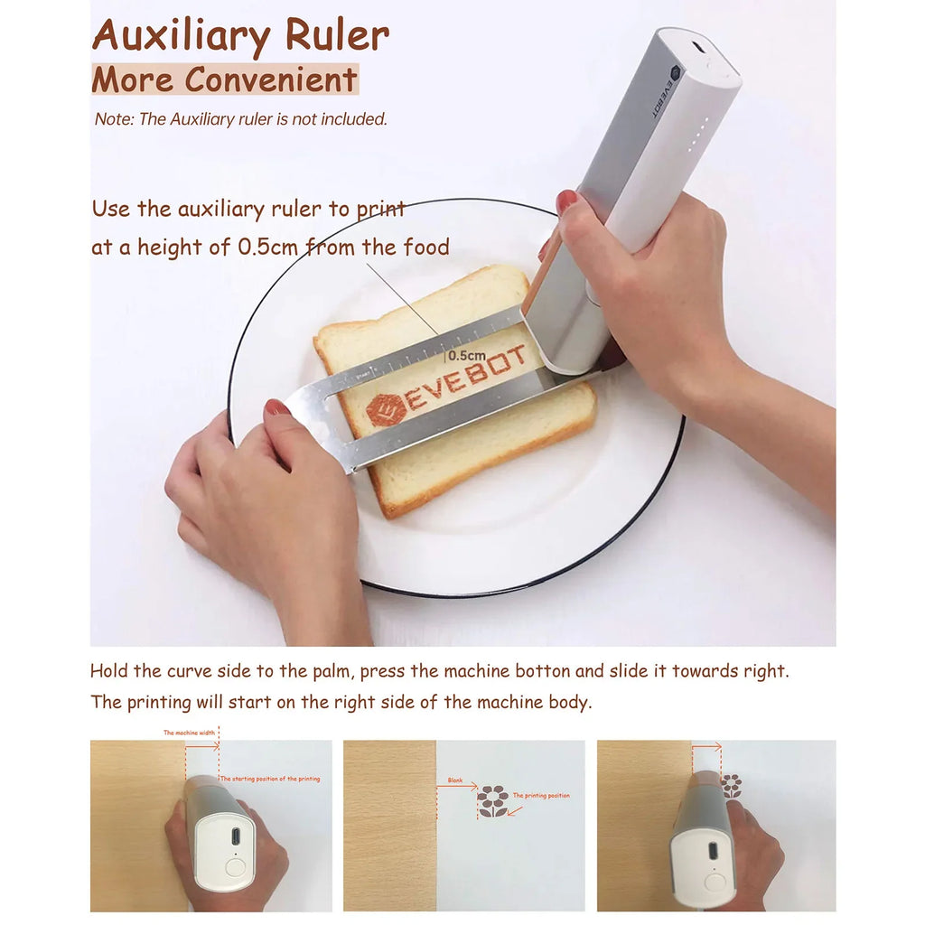Coffee Latte Inkjet Printer Handheld EVEBOT Printpen Print Art Coffee/Cake/Bread/Yogurt/fruit/Macaron Mini Printer