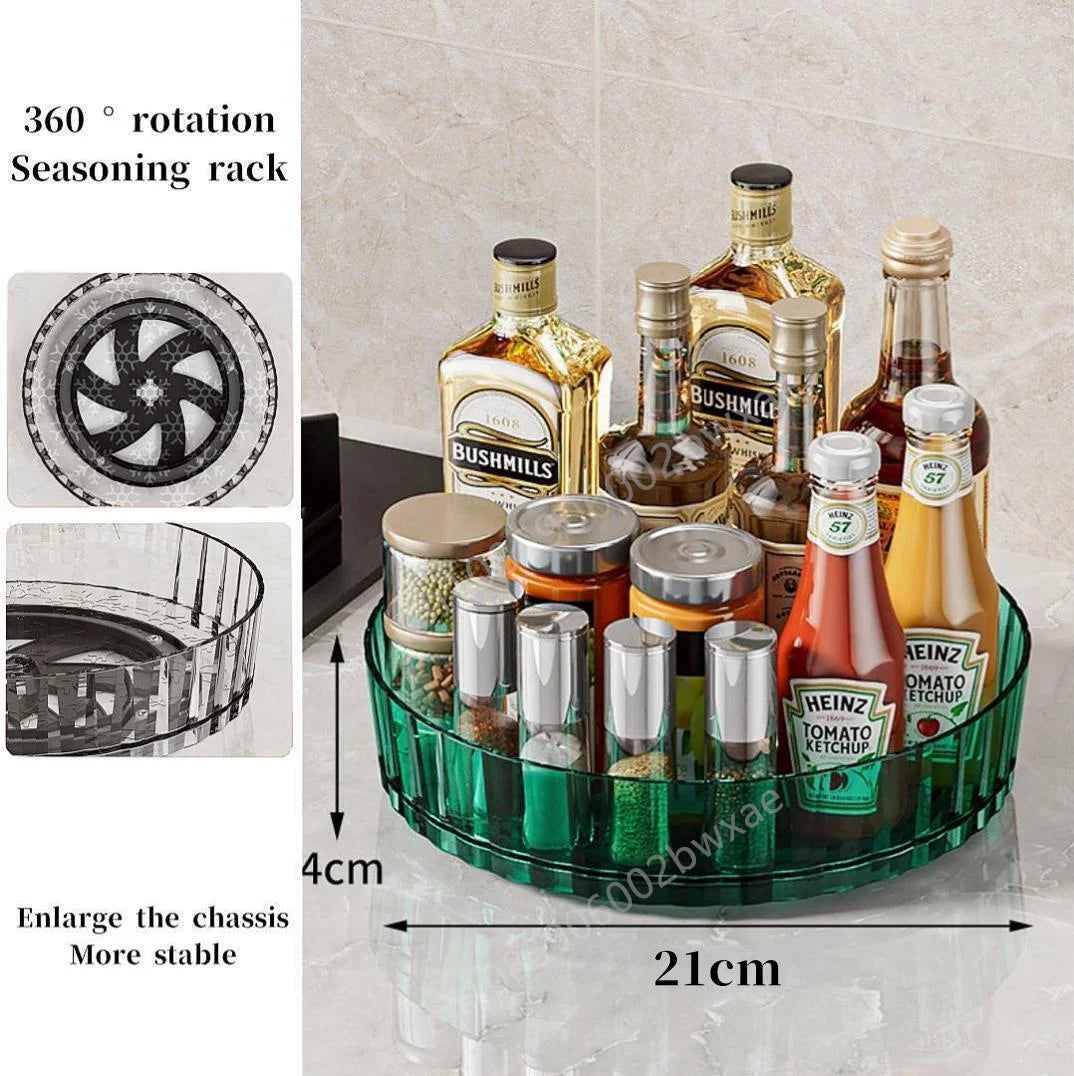 360 Rotating Tray Spice Rack Pantry Cabinet Turntable With Base Storage Bin Kitchen Organizer For Seasoning Cosmetic Storage Box