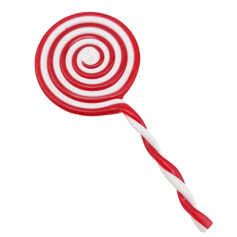 16cm Longth Candy Simulation Red And White Plastic Lollipop Merry Christmas Tree Home Decorations New Year Small Accessories