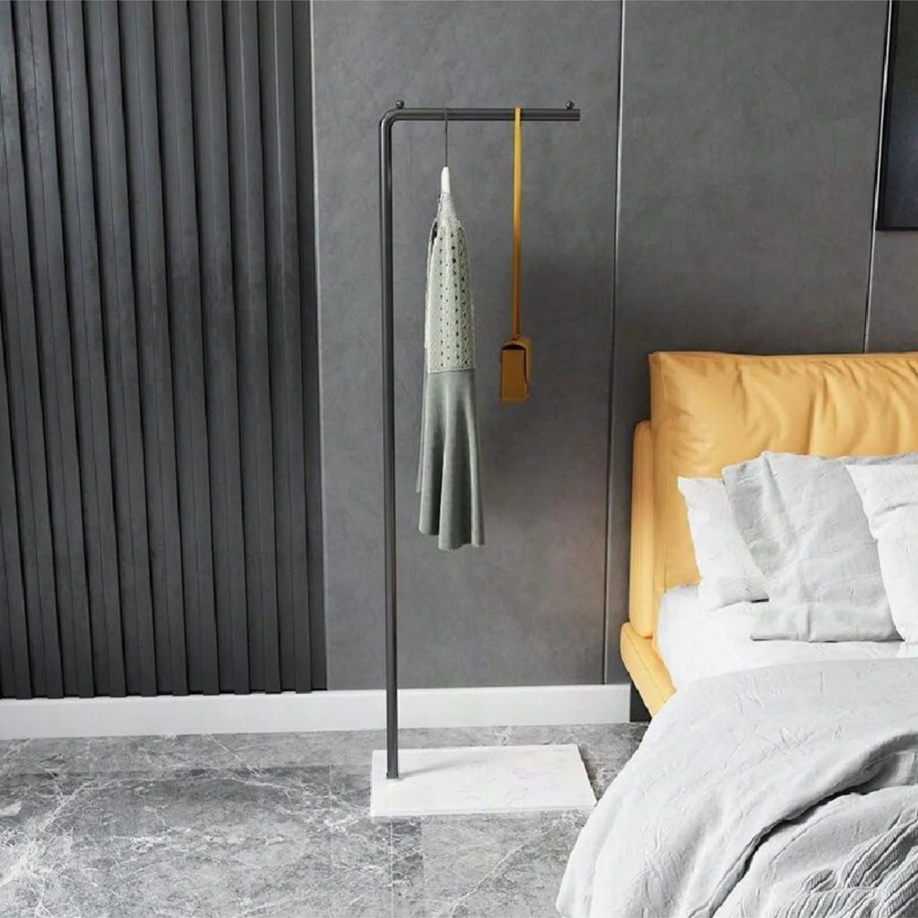 Nordic Modern Metal Valet Stand - Freestanding Multipurpose Suit Rack with Special Functions - Bedroom Clothing and Accessories