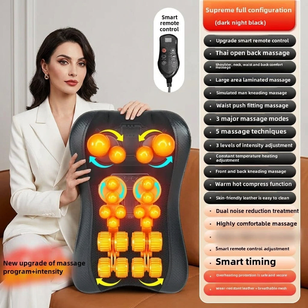 Shiatsu Neck Massage Pillow Electric Cushion Back Massager Deep with Heat Tissue Kneading for Shoulder Relax Muscles