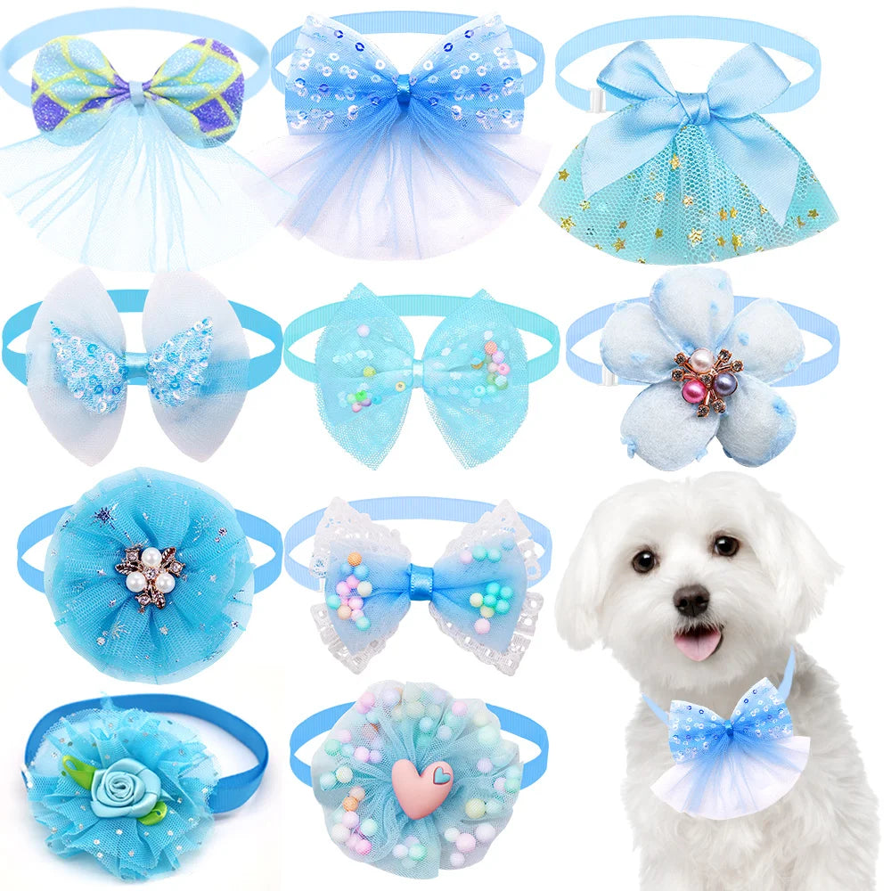 50PCS Small Dog Cat Bowtie Cute Bulk Lace Pet Dog Bowtie Collar for Dogs Grooming Accessories Pet Supplies for Small Dogs