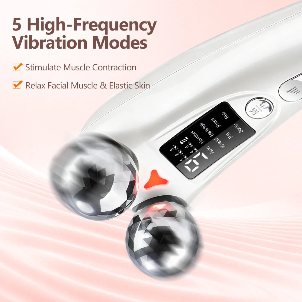 EMS Electric Face Beauty Device with Red Light Vibration 8 Modes 9 Intensities EMS Lifting Firming Tightening Facial Massager