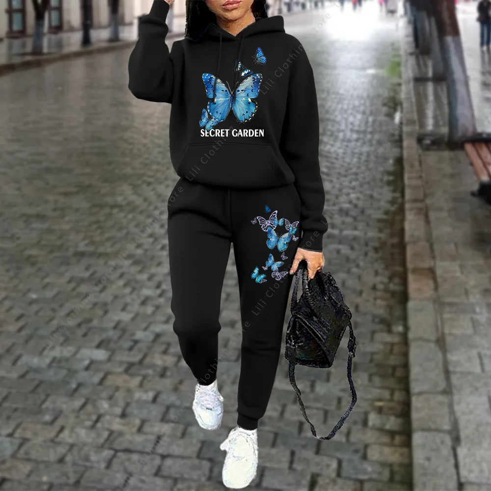 Autumn Winter Women Tracksuit Hoodies Pants Two Piece Sweatshirt Sweatpant Jogging Sports Suit Outfits Woman Clothing Aesthetic