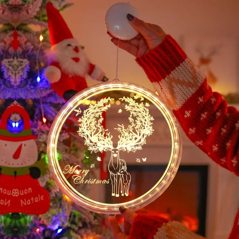 Merry Christmas LED Fairy Lights Santa Claus Elk Living Doors Windows Decoration New Year Gift  Christmas Tree Hanging Light