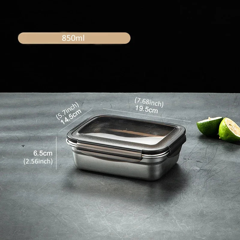 1x Lunch Box Bento Box 304 Stainless Steel Family Refrigerator Food Storage Containers Portable Outdoor Lunch Boxes 7 Sizes