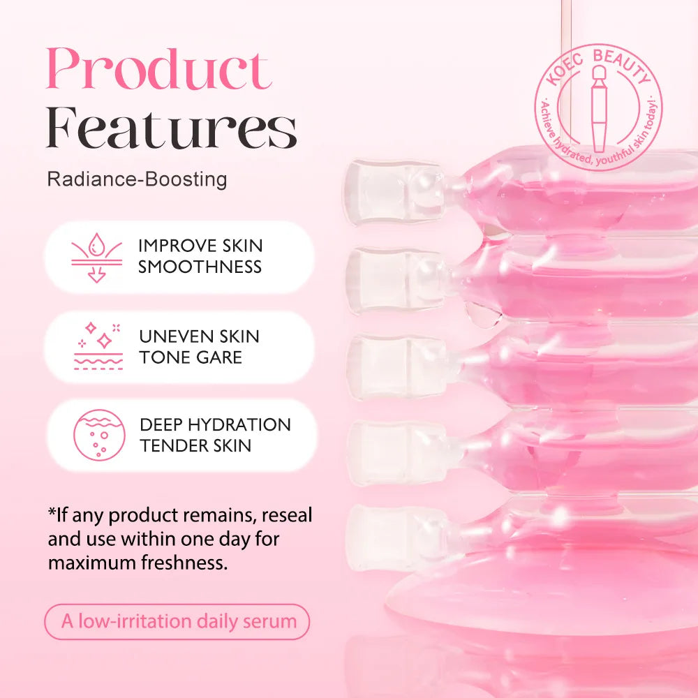 10Vials/Box PDRN Pink One Day Serum Firming Hydrating Ampoule Oil Control Pore Refining Smoothing Skin Rejuvenation Essence