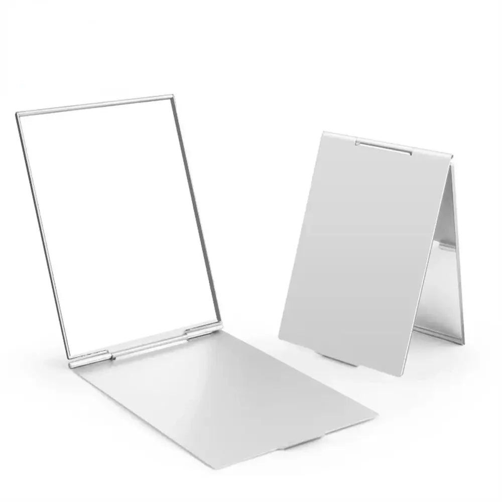 Small Mirror Aluminum Folding Mirror Foldable Compact Makeup Mirrors Rectangle Ultra-thin Pocket Mini Mirror Travel Use