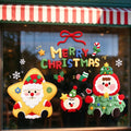 Merry Christmas Static Window Stickers Cartoon Santa Snowflake Glass Decals Reusable No Glue Xmas Home Shop Decor