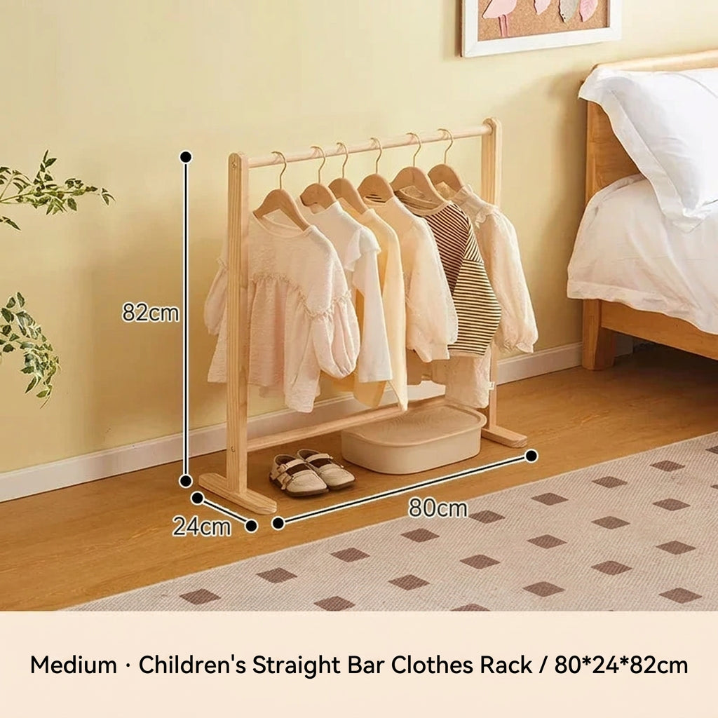 Kids Solid Wood Folding Clothes Rack Simplistic Design Effective Coat Hanging Solution with Landing Rod Adaptable Use Stylish