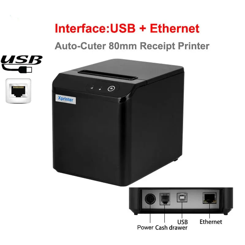 Xprinter 80mm Auto-cutter Thermal Receipt/Bill Printer 200MM/S POS With Usb/Ethernet/Bluetooth/Wifi For Kitchen/Restaurant