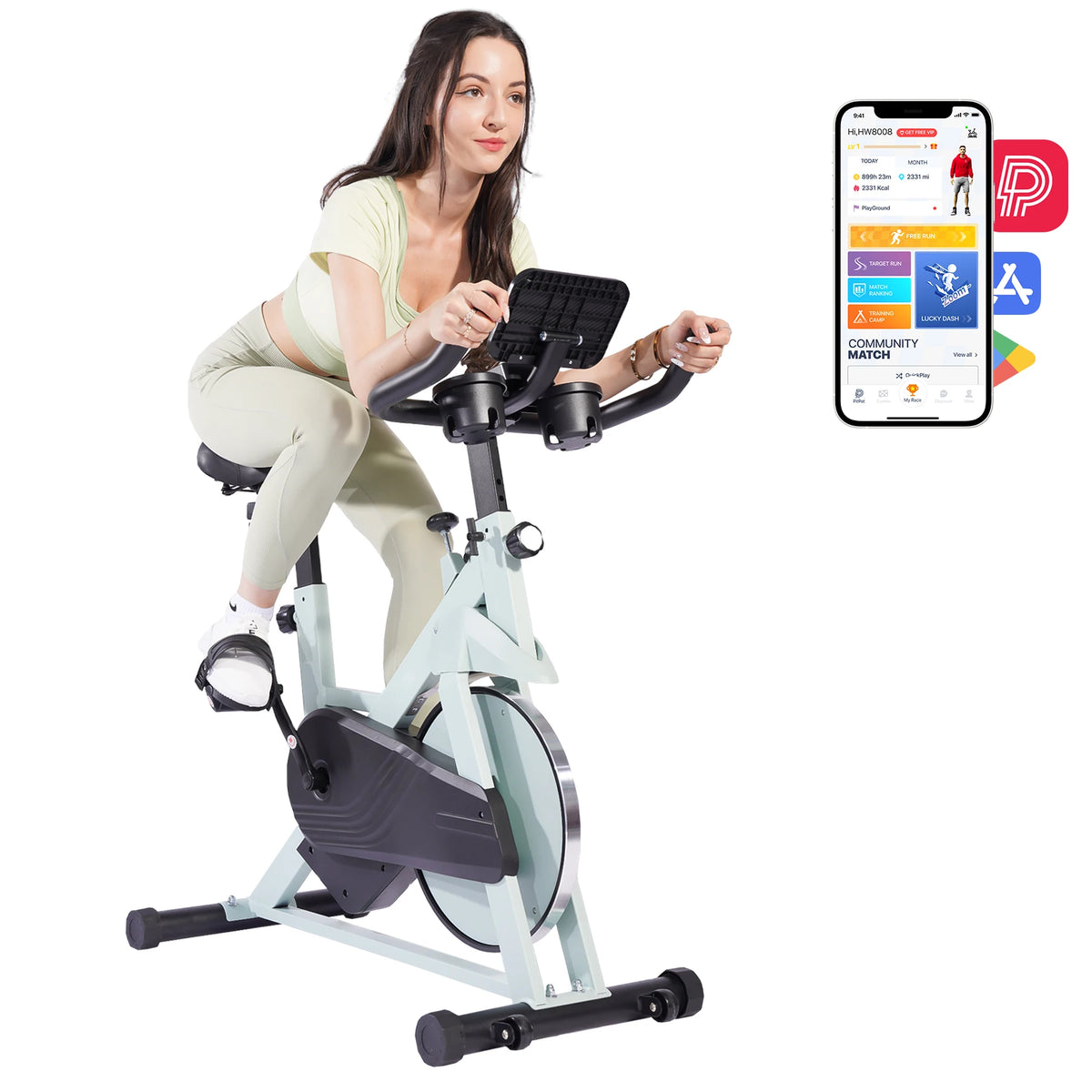Superun Magnetic Control Exercise Bike Large Tablet Holder Comfortable Seat Indoor Cycling Bike Cardio Fitness Bike