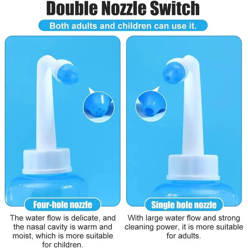 300/500ML Nasal Wash Cleaner Nasal Irrigator Rinse Bottle Nose Protector for Allergic Rhinitis Relief for Adults and Children Neti Pots