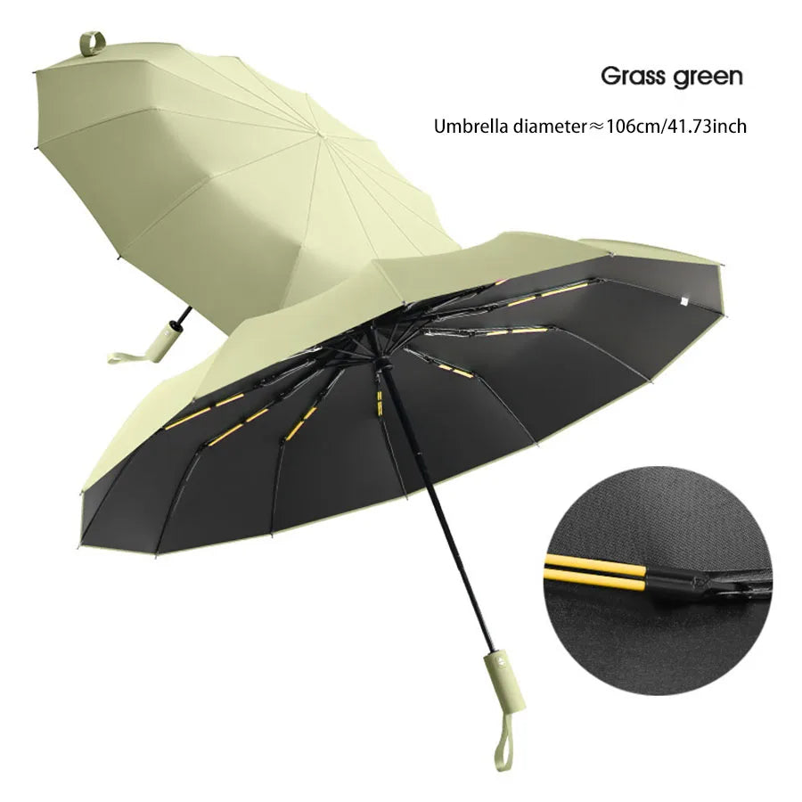 Large 24 Bone Solid Color Automatic Umbrella Light Collapsible Large Format Outdoor Sunshade UV Protection Automatic Umbrella