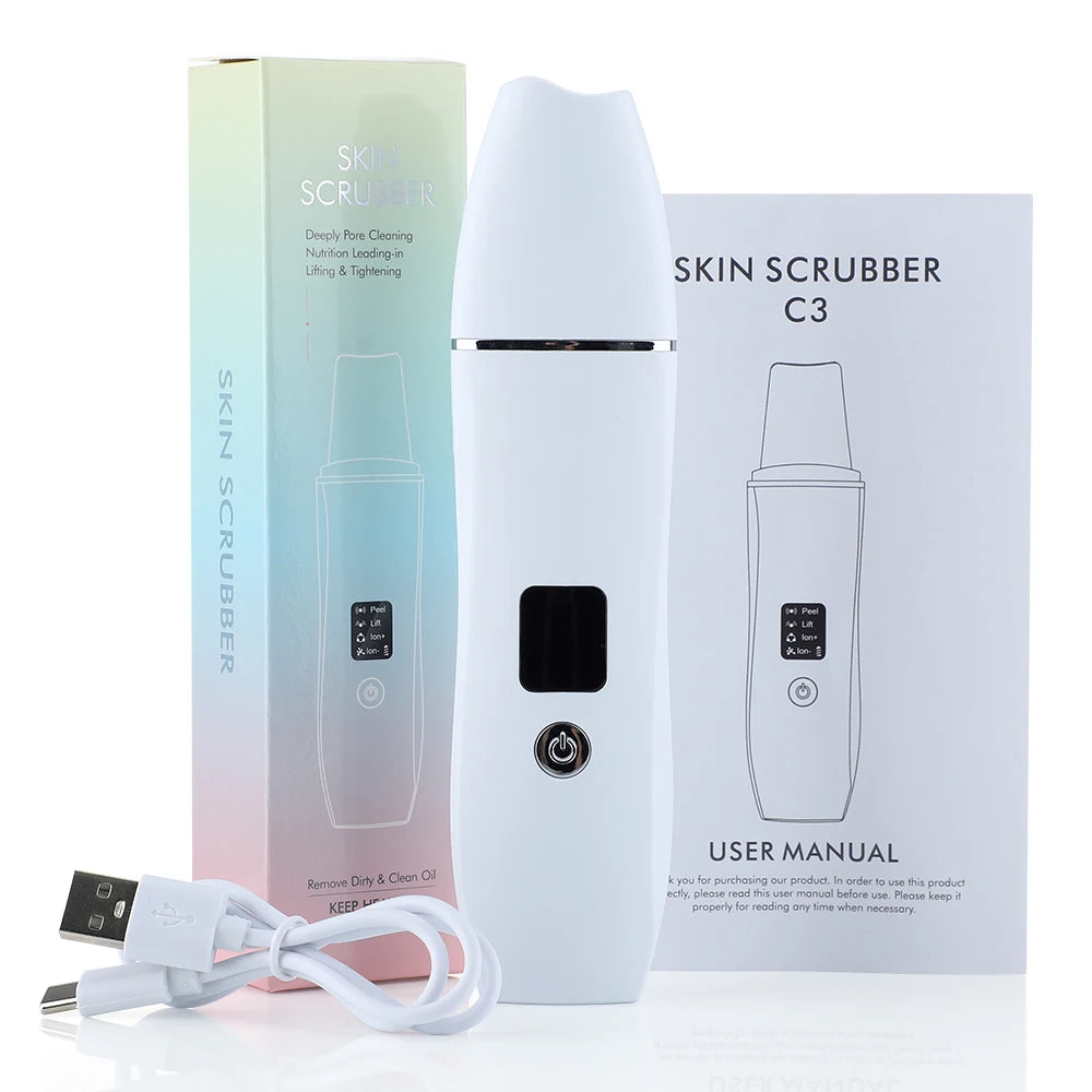 Ultrasonic Skin Scrubber EMS Deep Vibrate 4 Mode Facial Cleaner Shovel Face Scrubber Peeling Black Head Remover Facial Massager