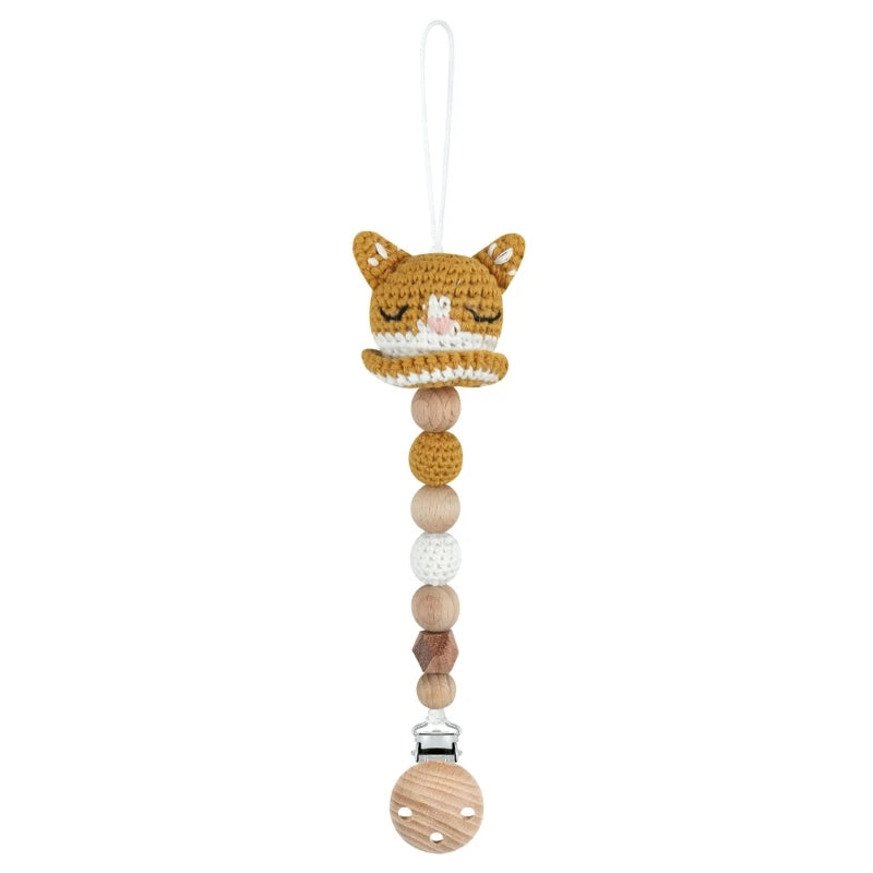 Crochet Koala Pacifier Clip, Handbell Rattle, Teether Doll, Pacifier Chain Clip Set, Cartoon Teething Toy