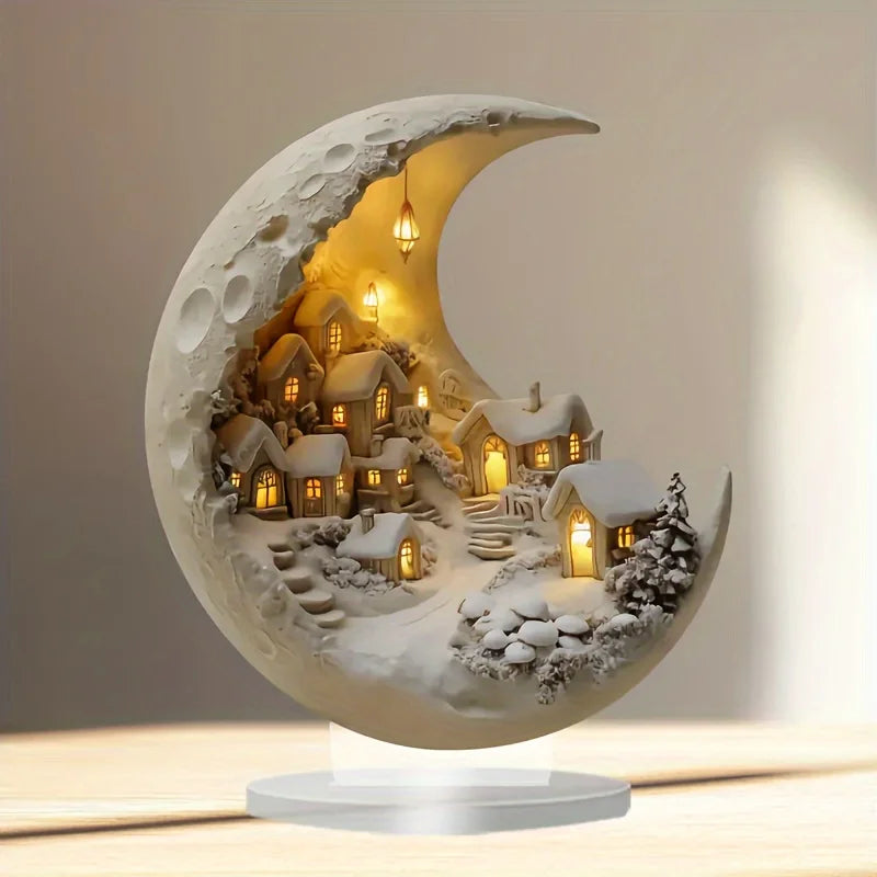 Christmas Xmas Tree Desktop Ornament Moonhouse DIY 2D Decoration Acrylic Merry Christmas Signs Plaque  New Year Party Gifts