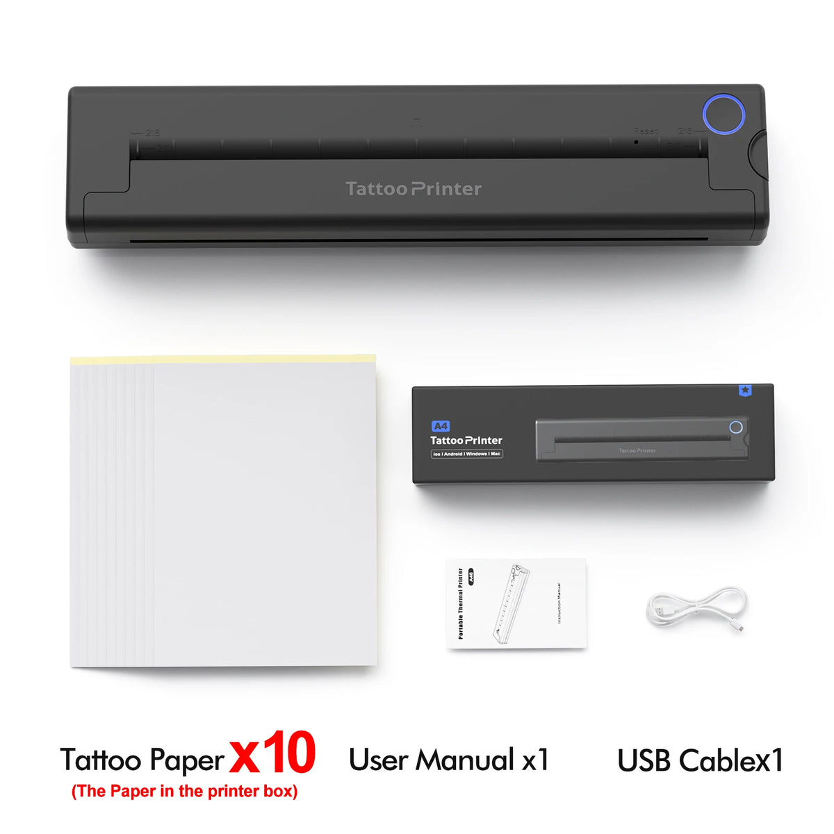 A4 Tattoo Stencil Printer Thermal Tattoo Printer with Transfer Paper Wireless Bluetooth Mini Portable Printer DIY Artist