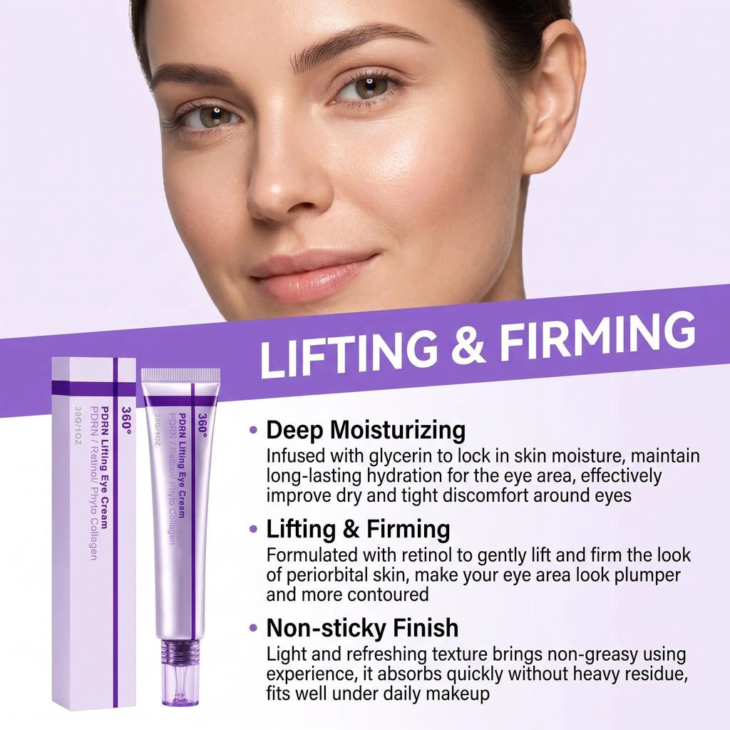360º Shot PDRN Eye Cream Targets Remove Wrinkles Crow's Feet Fade Dark Circles Eliminate Puffiness Lifting Tighten Eye Contour