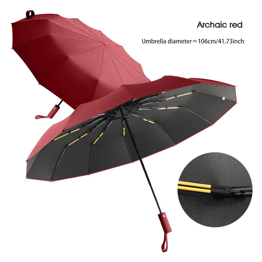 Large 24 Bone Solid Color Automatic Umbrella Light Collapsible Large Format Outdoor Sunshade UV Protection Automatic Umbrella