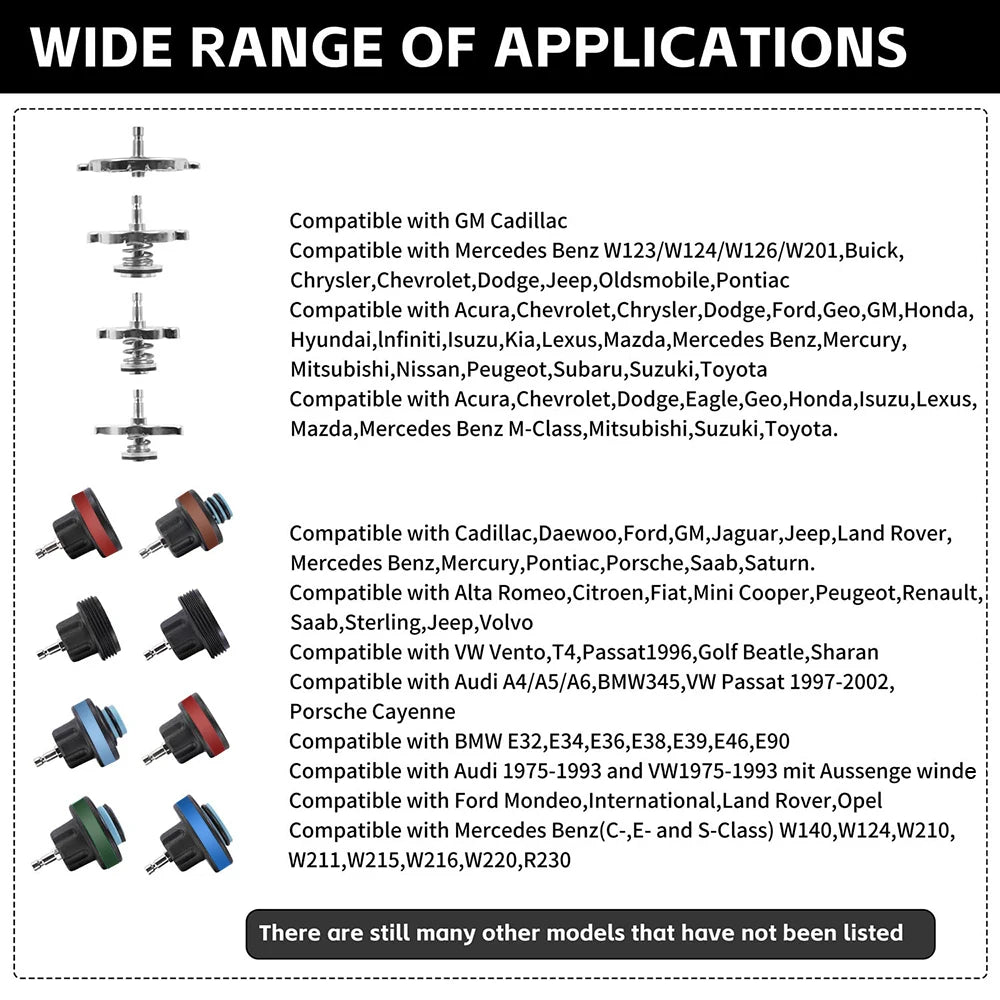 13Pcs Universal Radiator Pressure Tester and Pieces Radiator Pressure Tester With Coolant Replacement System Water Tank Detection Tool For Test The Leakage In The Radiator System, Replace The Coolant And Remove Air Bub